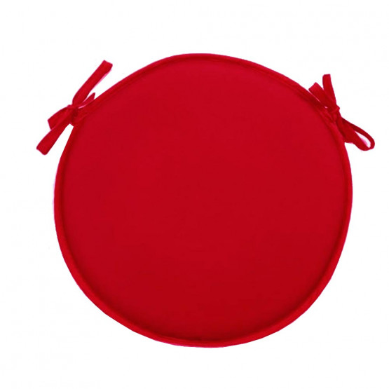 Coussin de chaise rond uni rouge diamètre 40 cm