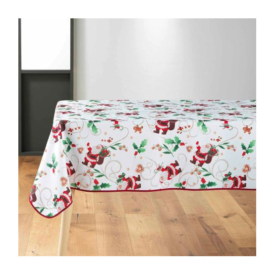 Nappe Noël rectangle père noël blanc Anti tache Infroissable 3m x 1m50