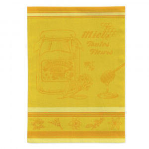 torchon-jacquard-coton -tissé-rectangle-miel-jaune-lavable