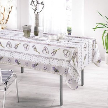 nappe-rectangle-polyester -provençale-charme-écru-naturel-lavande-coeur