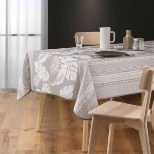 nappe-ambrine-polyester - antitache - infroissable -nappe beige-nappe de table-feuille