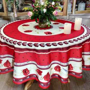 nappe-ronde-castellane-coquelicot-lavande-180cm-polyester-rouge-