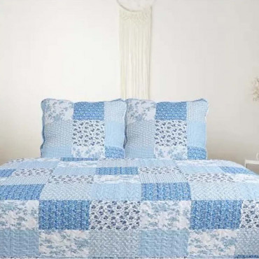 couvre-lit-boutis-bleu-dessus-de-lit-taie-d-oreiller-patchwork-reversible