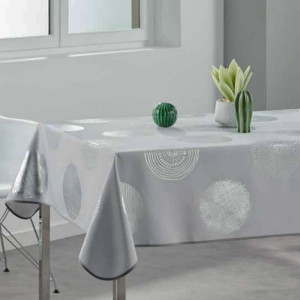 nappe gris argent - 105510 gris - polyester - antitache - infroissable - sans repassage - infroissable - moderne