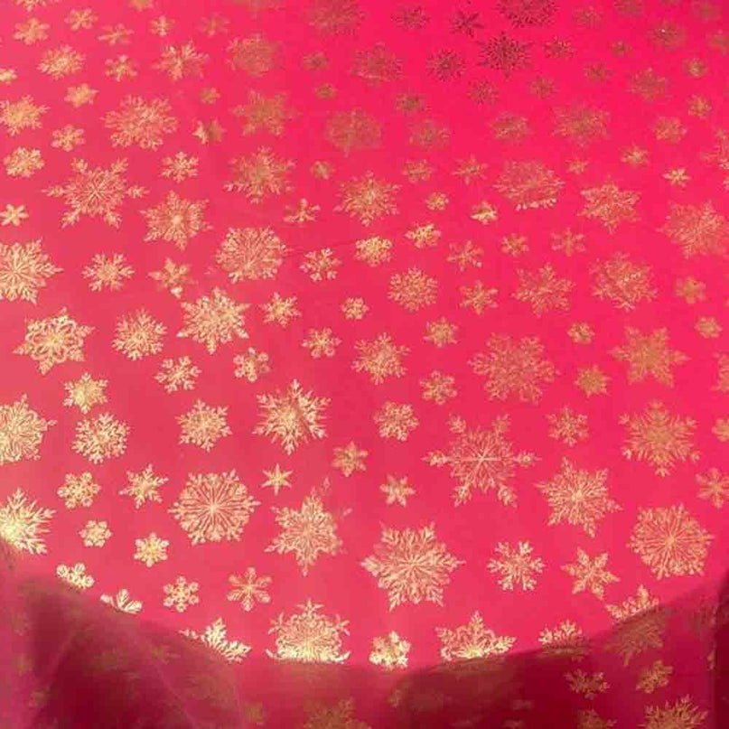 Nappe ronde 1m80 Cristaux rouge or Anti tache et infroissable