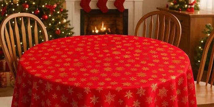 Nappe ronde 1m80 Cristaux rouge or Anti tache et infroissable