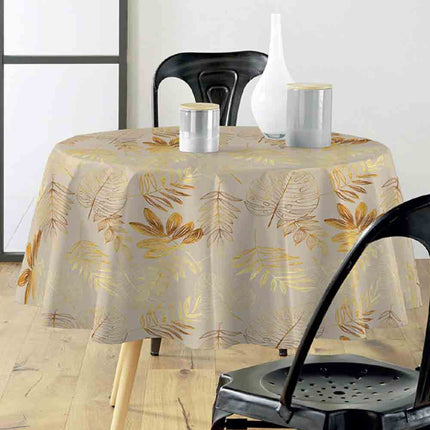 Nappe ronde 180 cm Naturine naturel et or Anti tache et Infroissable