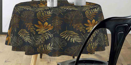 Nappe ronde 180 cm Naturine anthracite et or Anti tache et Infroissable