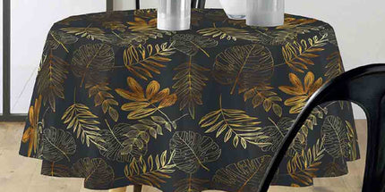 Nappe ronde 180 cm Naturine anthracite et or Anti tache et Infroissable