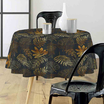 Nappe ronde 180 cm Naturine anthracite et or Anti tache et Infroissable