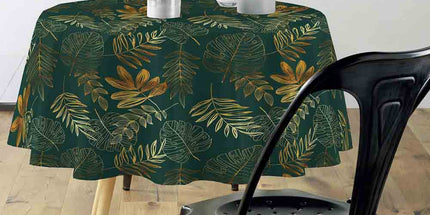 Nappe ronde 180 cm Naturine vert et or Anti tache et Infroissable