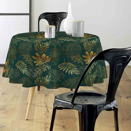 Nappe ronde 180 cm Naturine vert et or Anti tache et Infroissable