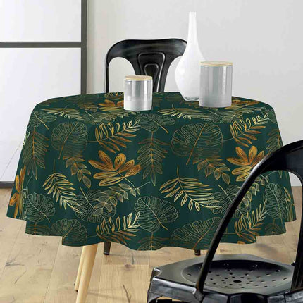 Nappe ronde 180 cm Naturine vert et or Anti tache et Infroissable