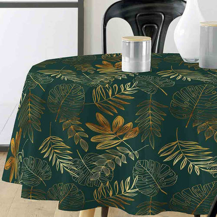 Nappe ronde 180 cm Naturine vert et or Anti tache et Infroissable