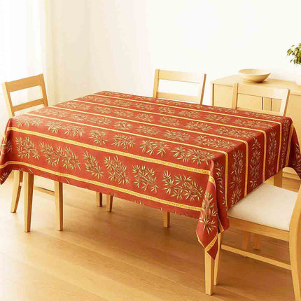 Nappe clos des oliviers terracotta coton enduit plastifiée linéaire 3 mètres  x 1m50