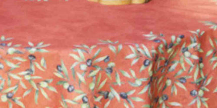 Nappe Ronde 1m80 Coton Enduit plastifié oliveraie Terracotta