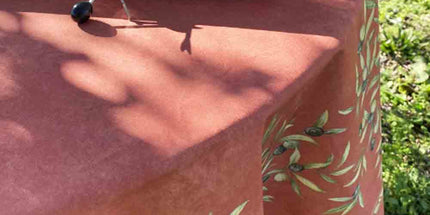 Nappe Ronde 1m80 Coton Enduit plastifié oliveraie Terracotta