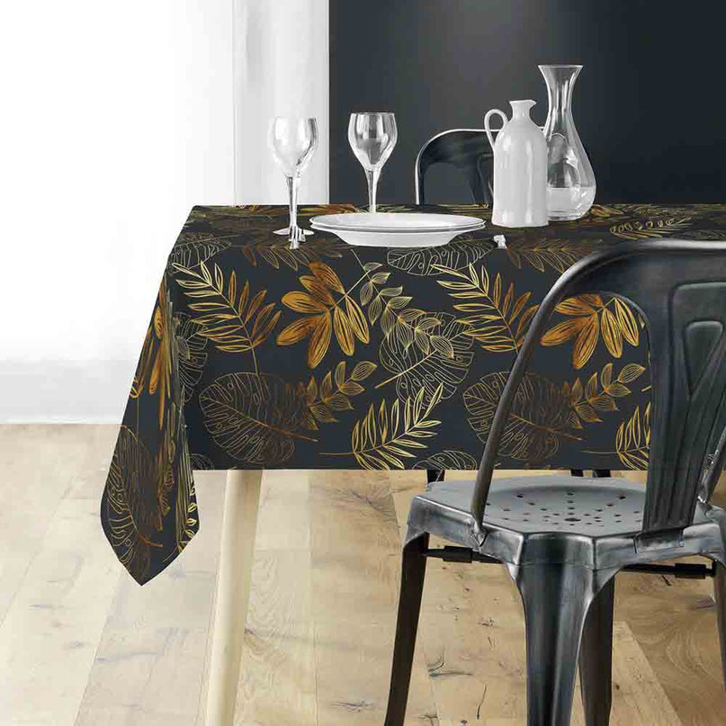 Nappe rectangle 200 cm x 150 cm Naturine anthracite et or Anti tache et Infroissable