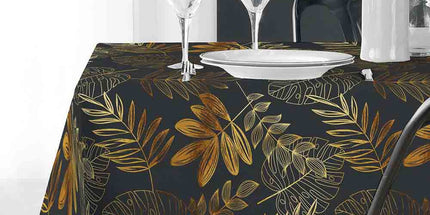 Nappe rectangle 200 cm x 150 cm Naturine anthracite et or Anti tache et Infroissable