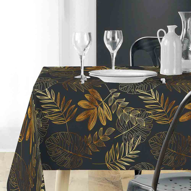 Nappe rectangle 200 cm x 150 cm Naturine anthracite et or Anti tache et Infroissable
