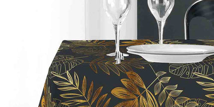 Nappe rectangle 200 cm x 150 cm Naturine anthracite et or Anti tache et Infroissable