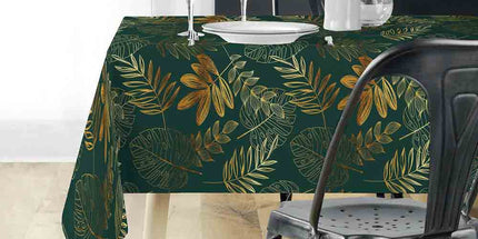 Nappe rectangle 200 cm x 150 cm Naturine vert et or Anti tache et Infroissable