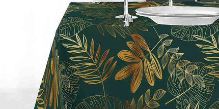 Nappe rectangle 200 cm x 150 cm Naturine vert et or Anti tache et Infroissable