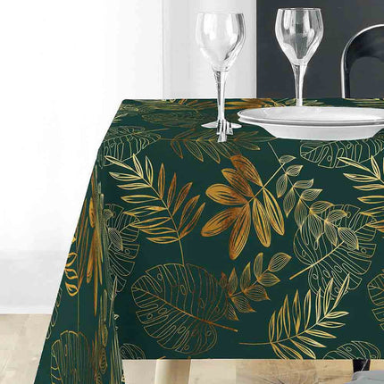 Nappe rectangle 200 cm x 150 cm Naturine vert et or Anti tache et Infroissable