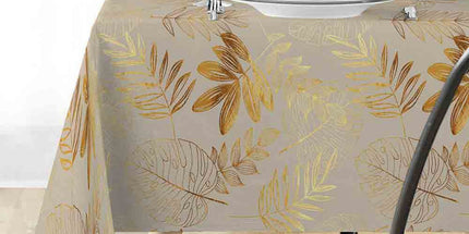 Nappe rectangle 240 cm x 150 cm Naturine naturel et or Anti tache et Infroissable