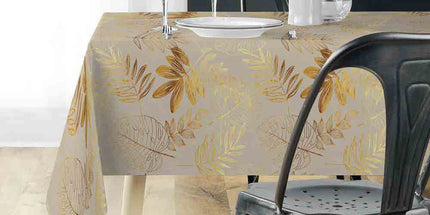 Nappe rectangle 240 cm x 150 cm Naturine naturel et or Anti tache et Infroissable