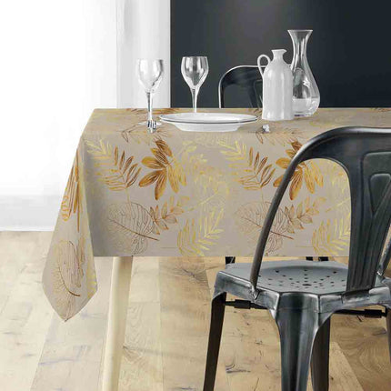 Nappe rectangle 240 cm x 150 cm Naturine naturel et or Anti tache et Infroissable