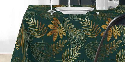 Nappe rectangle 240 cm x 150 cm Naturine vert et or Anti tache et Infroissable