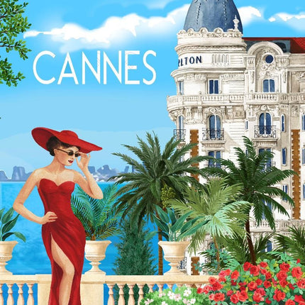 Torchon Décoratif Cannes 50x70 cm Côte d'Azur, 100 % Coton