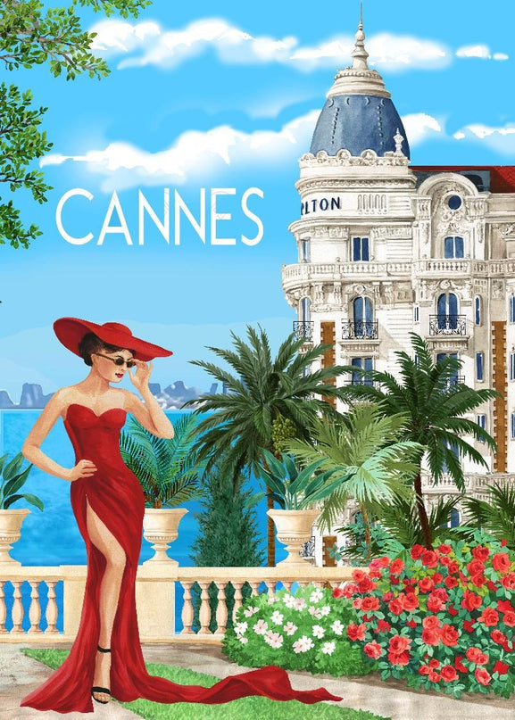 Torchon Décoratif Cannes 50x70 cm Côte d'Azur, 100 % Coton