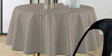 Nappe ronde 180 cm Lutecia Naturel – Polyester antitache et infroissable