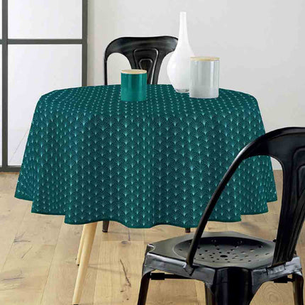 Nappe ronde 180 cm Lutecia Emeraude – Polyester antitache et infroissable