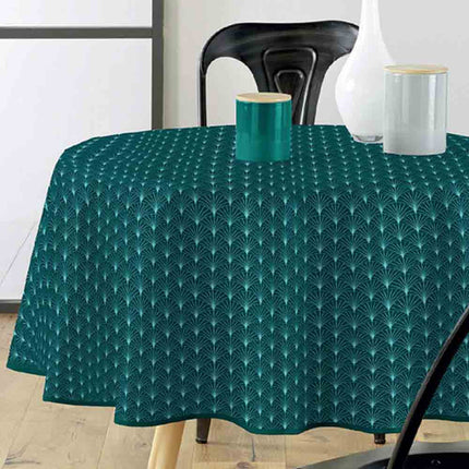 Nappe ronde 180 cm Lutecia Emeraude – Polyester antitache et infroissable