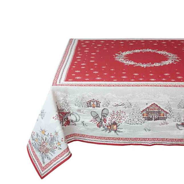 Nappe Savoie Rouge 260 x 145 cm Jacquard