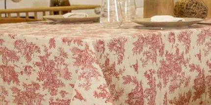 Nappe Rectangulaire en Coton Motif toile de jouy mini pastorale LR 3m50  x 1m55