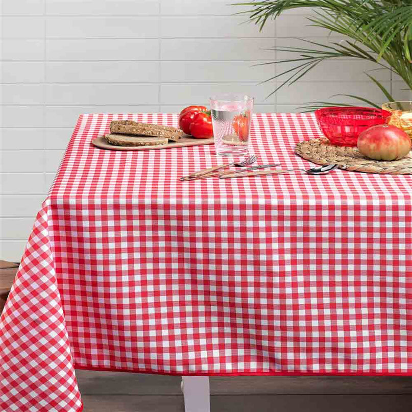 Nappe rectangle vichy rouge 2m x 1m50 polyester anti tache et infroissable