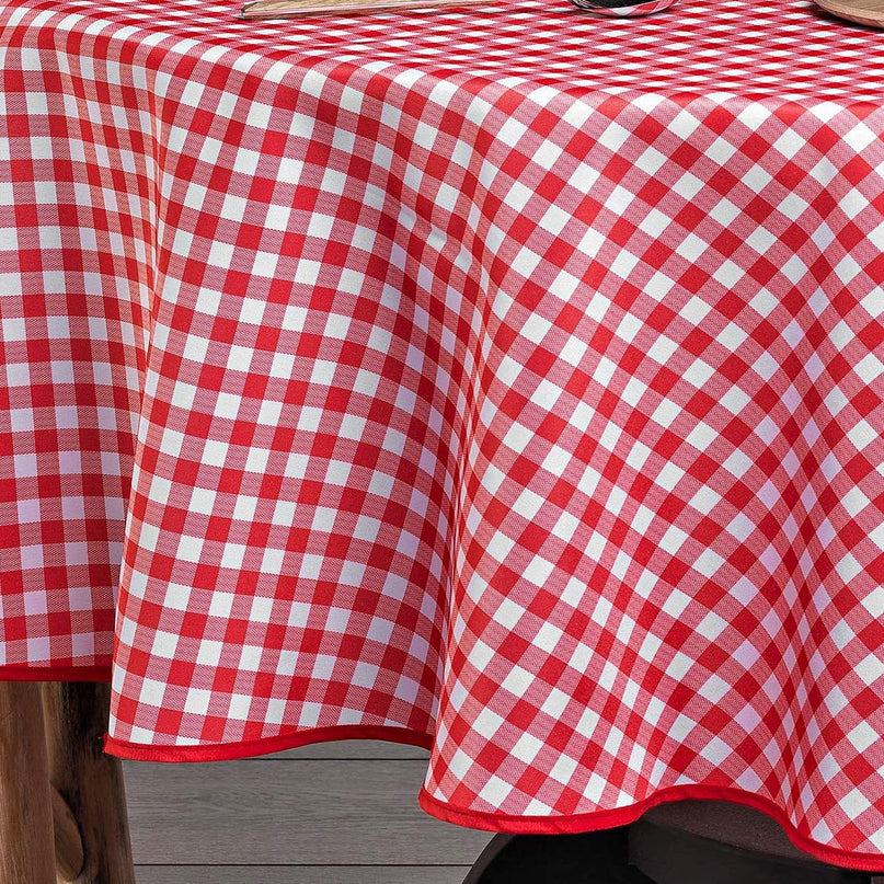 Nappe Ronde Petit Vichy Rouge Ø180 cm – Polyester Antitache