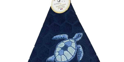 Essuie main rond en éponge Tissage Jacquard Tortue bleu Marine Qualité Premium