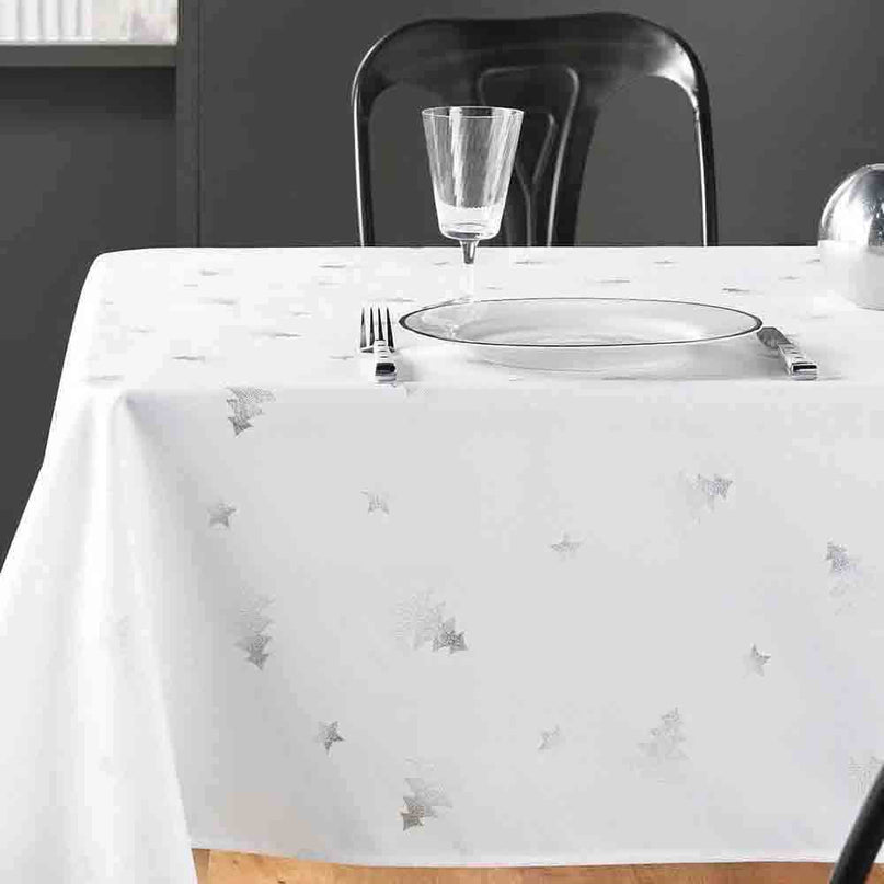 Nappe SAPIN blanc argent Noël 3m50 x 1m50 anti tache infroissable