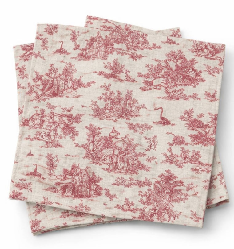 Serviette de table Toile de Jouy Mini pastorale LR coton 45 cm x 45 cm