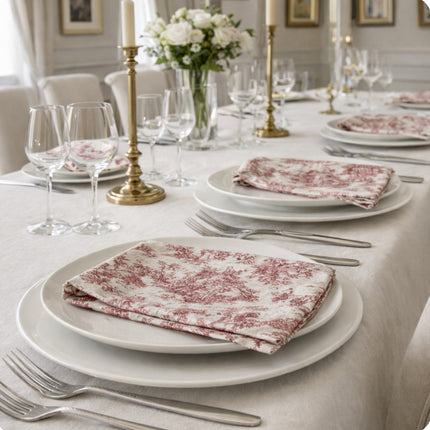 Serviette de table Toile de Jouy Mini pastorale LR coton 45 cm x 45 cm