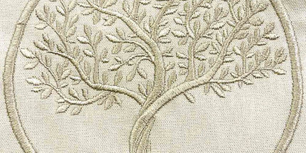 Tablier brodé arbre de vie beige avec essuie main intégré coton