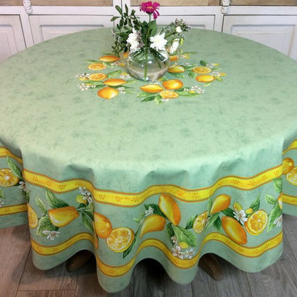 Nappe ronde coton citron vert 1m80