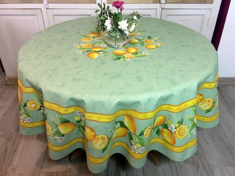 Nappe ronde coton citron vert 1m80