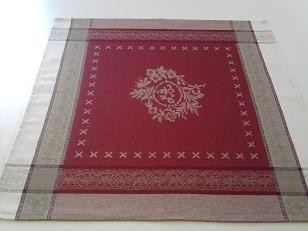 Serviette jacquard monogramme écru rouge