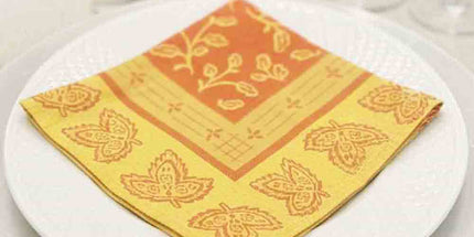 Serviette de table coton tissée jacquard 50 cm x 50 cm clémentine